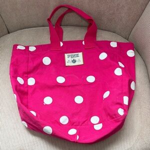 Pink Polka Dot Tote Bag